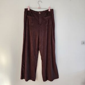 Autres Filles Anthropologie Suede Knit Wide Leg Pants Sz Medium Boho chocolate B